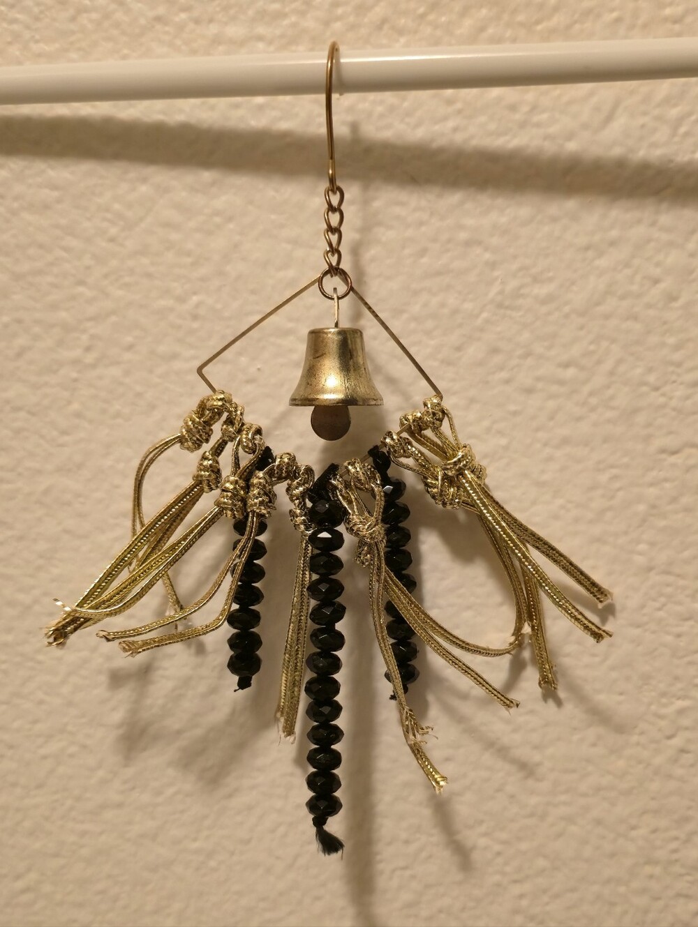 Handmade Bell Windchime with Black Beads And Golden Tassels